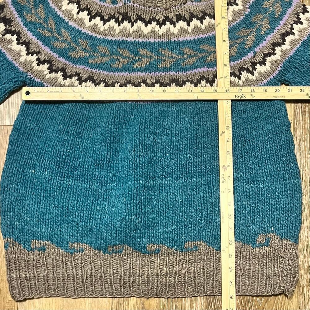 VTG Del Mundo Ecuador 100% Wool Fair Isle Handmade Crewnck Sweater Nordic Aztec - Picture 7 of 9